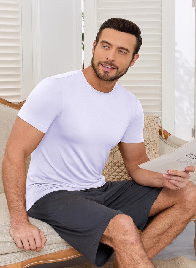 COLORFULLEAF Mens Bamboo Rayon Undershirts White T Shirts Crew Neck Short Sleeve Slim Fit Tees Multipack(3White, 2XL) - Image 5